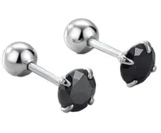 Helix auskarai Juodas 4mm