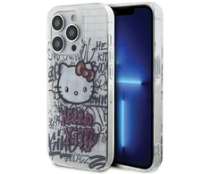 Hello Kitty HKHCP15XHDGPHT iPhone 15 Pro Max 6,7" baltos spalvos kietas dėklas IML Kitty On Bricks Graffiti