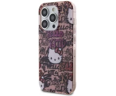 Hello Kitty IML Etikečių Grafiti dėklas, skirtas iPhone 15 Pro - rožinis