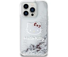 Hello Kitty Liquid Glitter Charms Kitty Head dėklas iPhone 15 Pro - sidabrinis