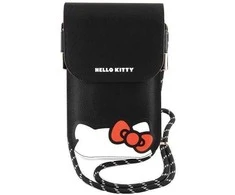 Dėklas Hello Kitty odinis krepšys Hiding Kitty Cord - juodas