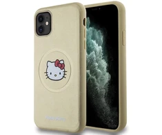 Hello Kitty HKHMN61PGHCKD Apple iPhone 11 / Xr 6.1″ Gold kietas dėklas Leather Kitty Head MagSafe