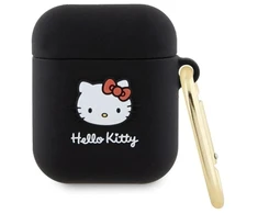 Hello Kitty silikoninis 3D katytės galvutės dėklas, skirtas AirPods 1/2 - juodas