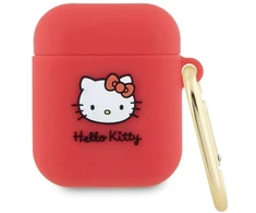 Hello Kitty HKA23DKHSF AirPods 1/2 Dėklas Fuchsia Silicone 3D Kitty Head