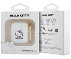 Hello Kitty silikoninis 3D Kitty Head dėklas AirPods 1/2 - baltas