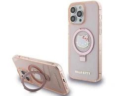 Dėklas Hello Kitty žiedinis stovas su blizgučiais Electrop Logo MagSafe ant iPhone 15 Pro Max - daugialypė terpė