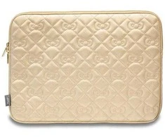 Nešiojamo kompiuterio krepšys 14" Hello Kitty Sleeve Zip PU Quilted Bows (HKCSZPEKHBPD) aukso spalvos