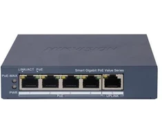 Ausinės Hikvision DS-3E1505P-EI/M(O-STD) 4 prievadų „Gigabit Ethernet“ išmanusis „PoE“ jungiklis