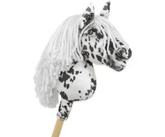 Hobby Horse lazdelinis arkliukas leopardinis su balta karčiais A4