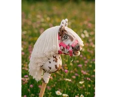 Hobby Horse lazdelinis arkliukas Premium rudas leopardinis su balta karčiais