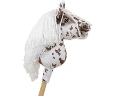 Hobby Horse lazdelinis arkliukas Premium rudas leopardinis su balta karčiais