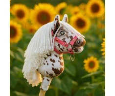 Hobby Horse lazdelinis arkliukas Premium rudas leopardinis su balta karčiais