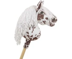 Hobby Horse lazdelinis arkliukas rudas leopardas su balta karčiais A4