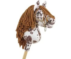 Hobby Horse lazdelinis arkliukas rudas leopardinis su ruda karčiais Premium A4