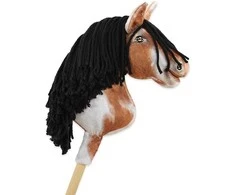Hobby Horse lazdelinis arkliukas tobiano bay su juoda karčiene Super Hobby Horse Premium