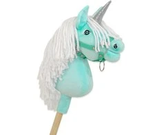Hobby Horse vienaragis ant lazdos mėtinės spalvos su balta karčiene