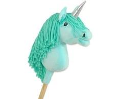 Hobby Horse vienaragis ant lazdos mėtų spalvos su sidabriniu ragu