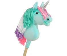Hobby Horse vienaragis lazdoje su spalvota karčiene ir sidabriniu ragu