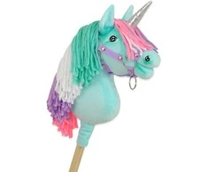 Hobby Horse vienaragis lazdoje su spalvota karčiene ir sidabriniu ragu