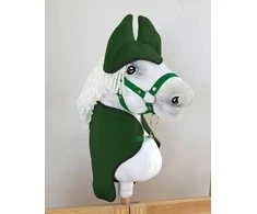 hobby horse žirgui rinkinys: žalia vilnonė antklodė ir ausinės