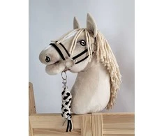 Super Hobby Horse Hobio žirgo kantaras A3 su juoda pūkuota apdaila ir pavadžiu