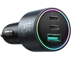 Joyroom Automobilinis įkroviklis Mini, C+C+U, 145W su C tipo į C tipo laidu, 100W, Juodas (JR-CCN07)