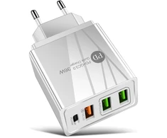 Įkroviklis PD+QC3.0 36W, su greito įkrovimo funkcija, baltas