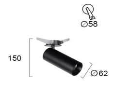 Įleidžiamas akcentinis šviestuvas REEDS, GU10, juodas, 4185701