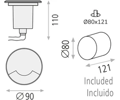 Įleidžiamas lauko šviestuvas INDUS, GU10, aliuminio sp., E2065080IN