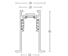 Įleidžiamas magnetinis bėgelis ZAMBELIS, baltas, 1m, 2084W-1
