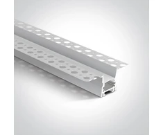 Įleidžiamas profilis, baltas, 2m, komplektuojamas su baltu difuzorium ir užbaigimais, 12mm LED juostai, 7903TR/W