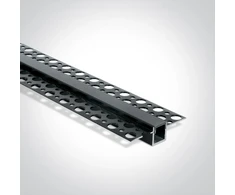 Įleidžiamas profilis, juodas, 2m, komplektuojamas su juodu difuzoriumi ir užbaigimais, 10mm LED juostai, 7901TR/B