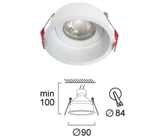 Įleidžiamas šviestuvas DALAS, GU10, baltas, 90mm, 4335600