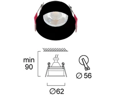 Įleidžiamas šviestuvas DALAS, GU10, juodas, 62mm, 4335801