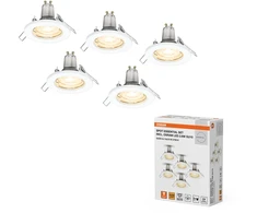 Įleidžiamas šviestuvas SPOT, GU10, baltas, su 2,6W 2700K LED lempute, 5vnt.