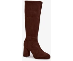 Ilgaauliai batai virš kelių su kulnu, rudi Step in style
