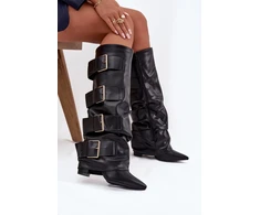 Ilgaauliai batai virš kelių su kulnu Step in style