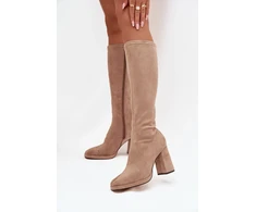 Ilgaauliai batai virš kelių su zomšos imitacija Step in style