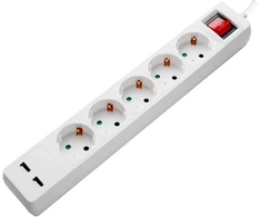 Ilgintuvas, 5-vietis, su jungikliu ir USB, 1,5m