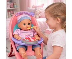 Lean Toys Interaktyvi kūdikio lėlė 30 cm su kėdute ir priedais