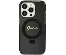 Dėklas GUESS GUHMN61HRSGSK IPHONE 11 / XR 6.1 "Juodas / Juodas HARDCASE RING STAND SCRIPT GLITTER MAGSAFE