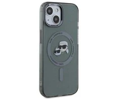 Karl Lagerfeld KLHMP15SHLSKCK Apple iPhone 15 6.1″ juodos spalvos kietas dėklas IML Metal Karl&amp;Choupette Head Ma
