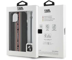 Dėklas Karl Lagerfeld Saffiano Athleisure Stripes Cord Apple iPhone 15 red