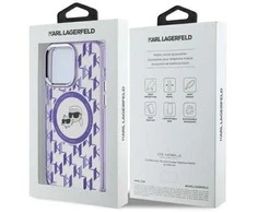 Dėklas Karl Lagerfeld KLHMP15LHMCKMHU Apple iPhone 15 Pro 6.1″ violetinės spalvos IML Monogram Karl&Choupette Head M
