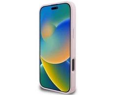 Guess MagSafe Grained dėklas telefonui aukso spalvos Ring Apple iPhone 15 Pro Max - dėklas telefonui rožinės spalvos