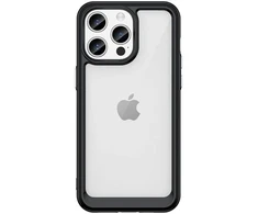 Hurtel iPhone 15 Pro Outer Space sustiprintas lankstus rėmelis – juodos spalvos dėklas telefonui
