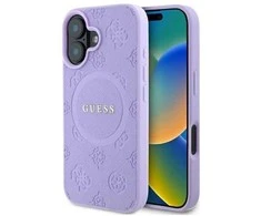 Guess GUHMP16MPSAPSMEU Apple iPhone 16 Plus 6.7" dėklas telefonui violetinės spalvos Saffiano Peony Classic Logo MagSafe