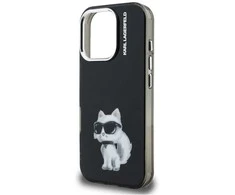 Karl Lagerfeld IML Aquarelle Choupette dėklas Apple iPhone 16 Pro juodos spalvos
