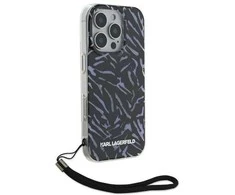 Dėklas Karl Lagerfeld KLHCP16LHZBPKCCU Apple iPhone 16 Pro 6.3″ violetinės spalvos Zebra With Cord