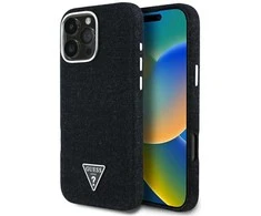 Dėklas Guess Denim Triangle Logo MagSafe iPhone 16 Pro Max Case - Juodas